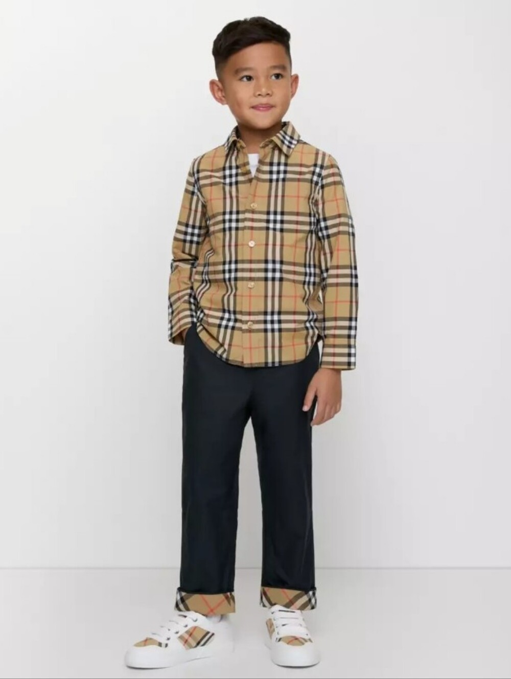 EUC$290 Authentic Burberry Kids Classic Check Long Sleeve Button-Down Shirt Sz 2